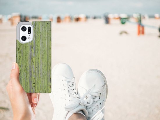 Étui pour téléphone OPPO Find X5 Pro Étui portefeuille Vert Wood