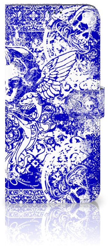 Book Style Case Coque Smartphone Nokia G50 Angel Skull Blue