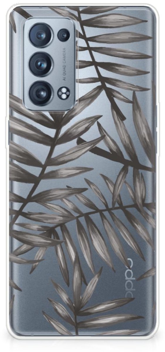 TPU Hoesje voor OPPO Reno 6 Pro Plus 5G TPU Case Leaves Grey