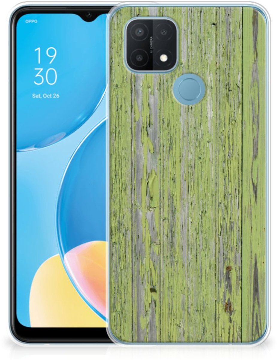 OPPO A15 Bumper Hoesje Green Wood