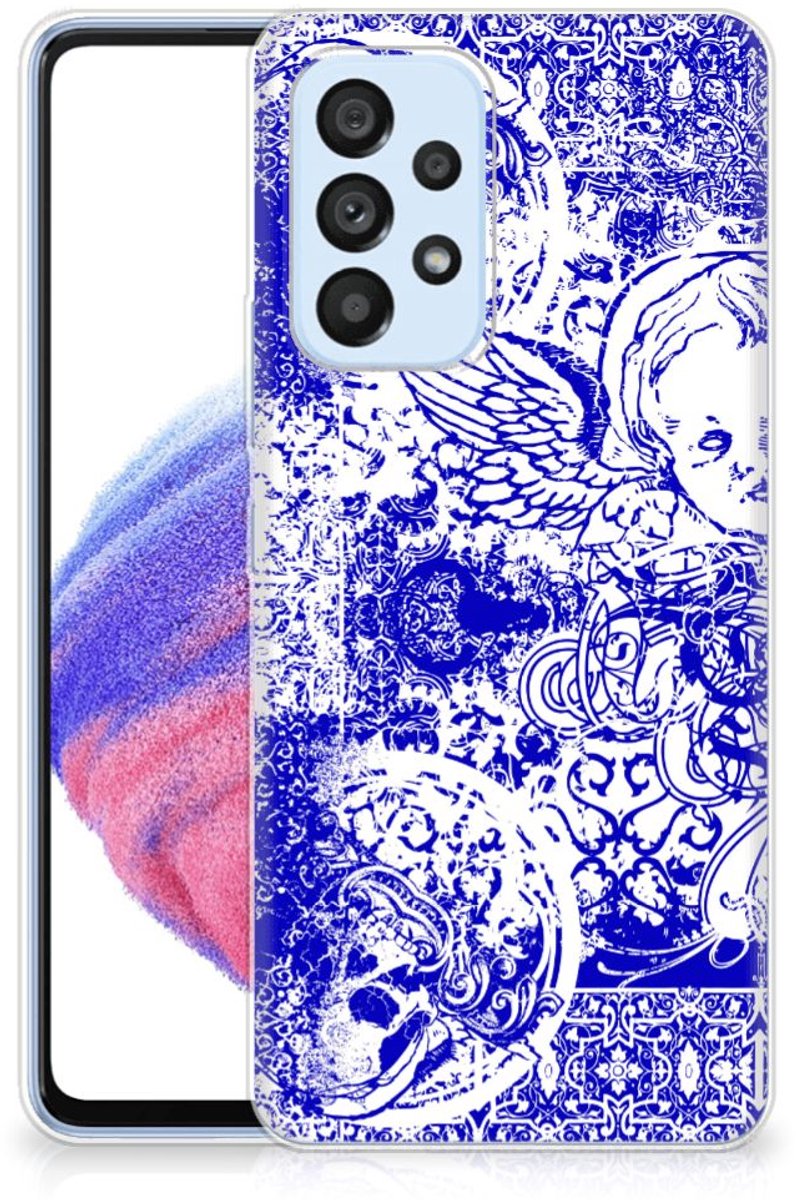 Silicone Back Case Samsung Galaxy A53 5G Angel Skull Blauw