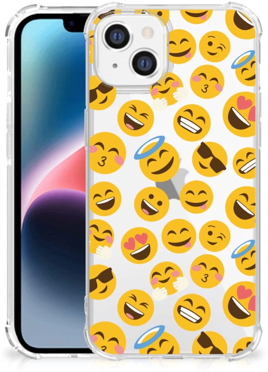 Apple iPhone 14 Plus Doorzichtige Silicone Hoesje Emoji