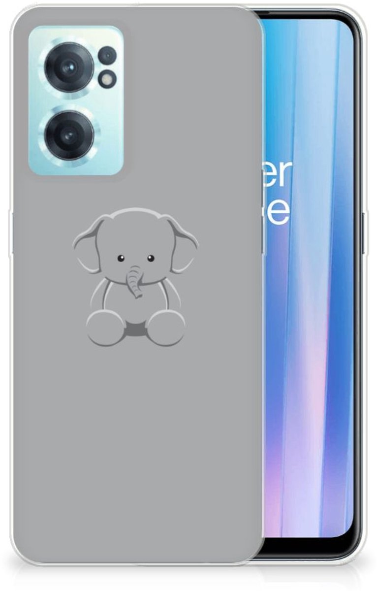 OnePlus Nord CE 2 5G Telefoonhoesje met Naam Grijs Baby Olifant
