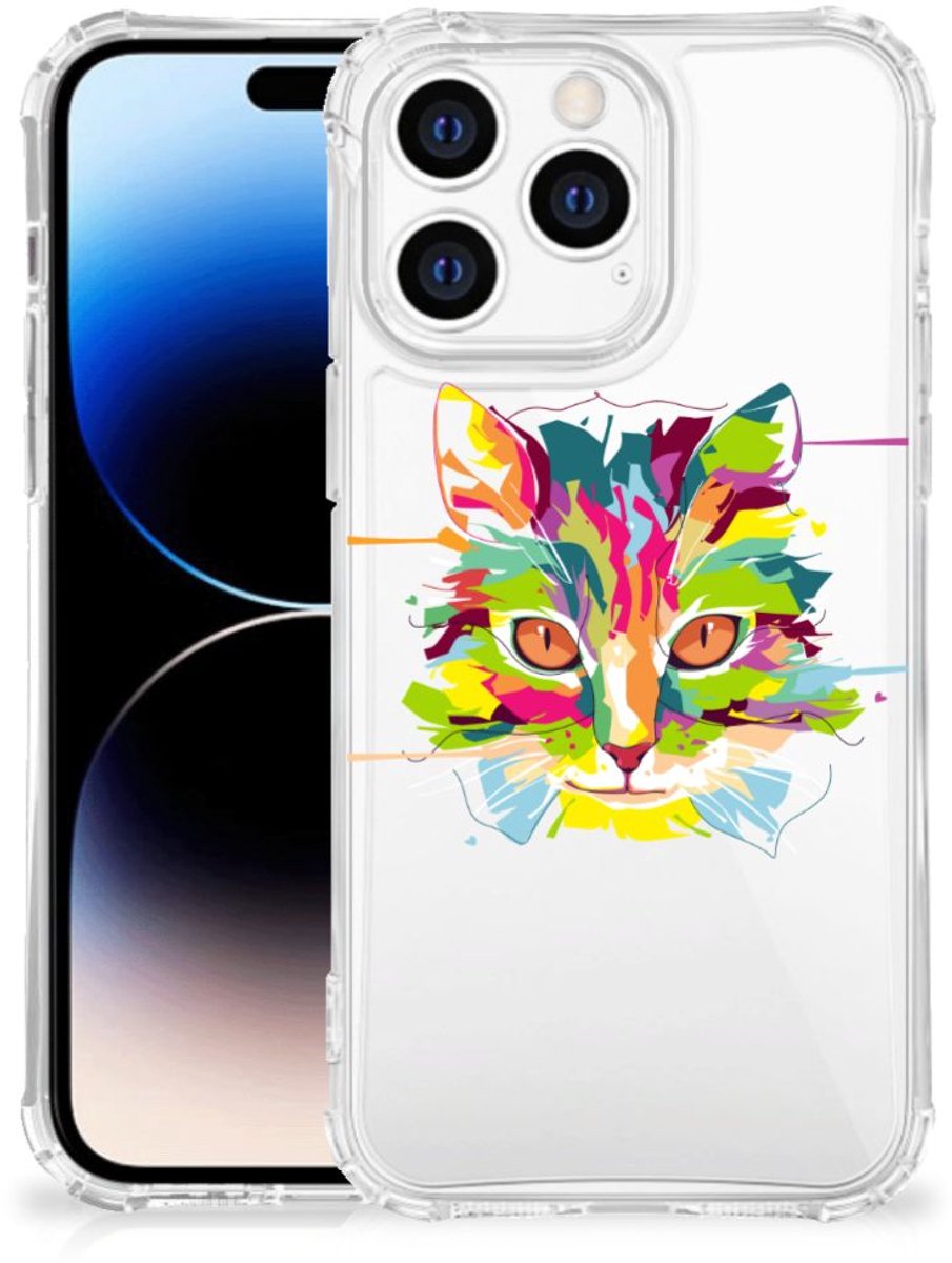 Apple iPhone 14 Pro Max Stevig Bumper Hoesje Cat Color