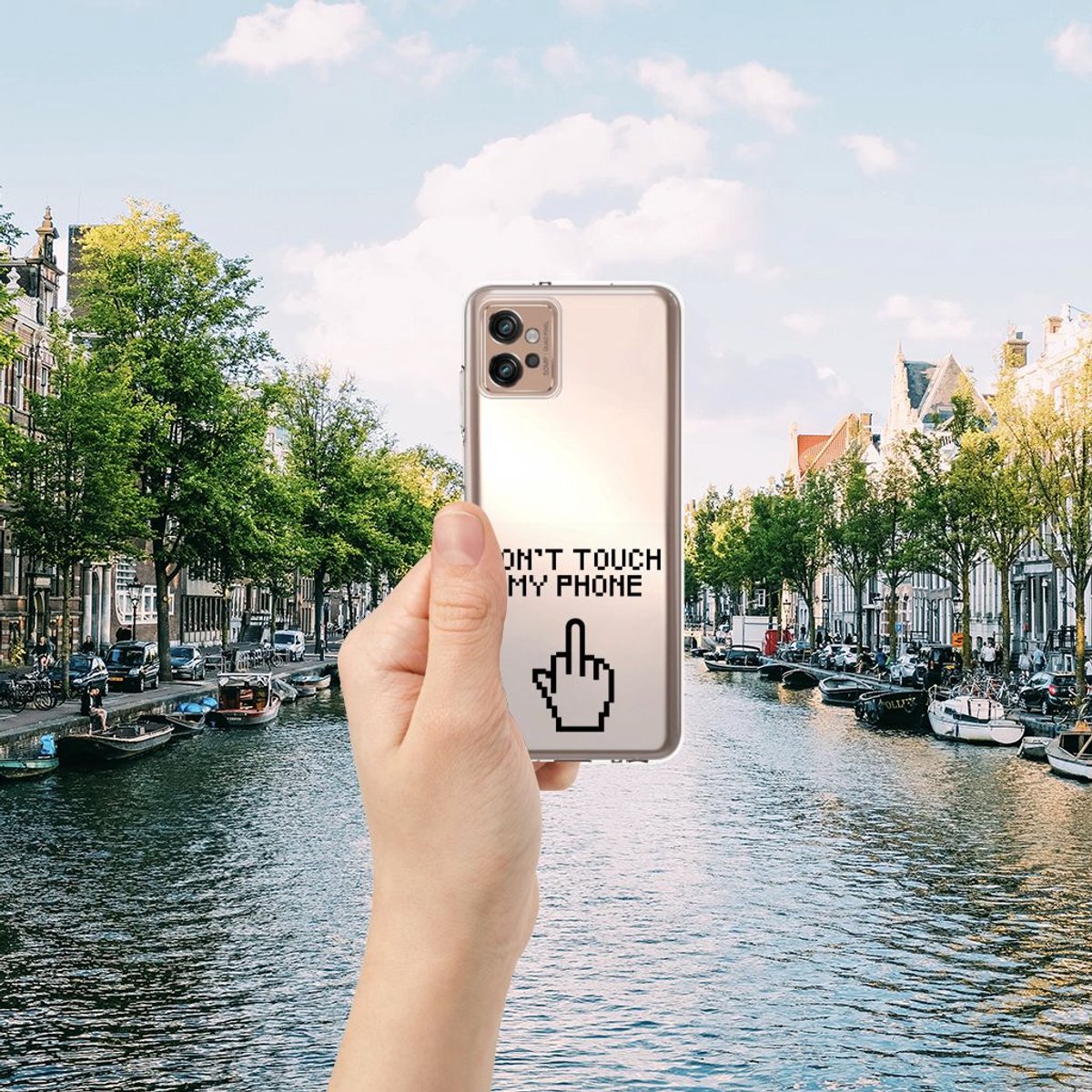 Motorola Moto G32 Silicone-hoesje Finger Don't Touch My Phone