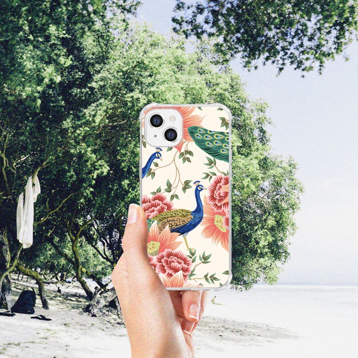 Case Anti-shock voor Apple iPhone 14 Plus Pink Peacock