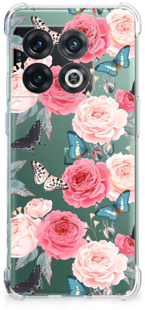 TPU Case Anti-Shock voor OnePlus 10 Pro Case Butterfly Roses