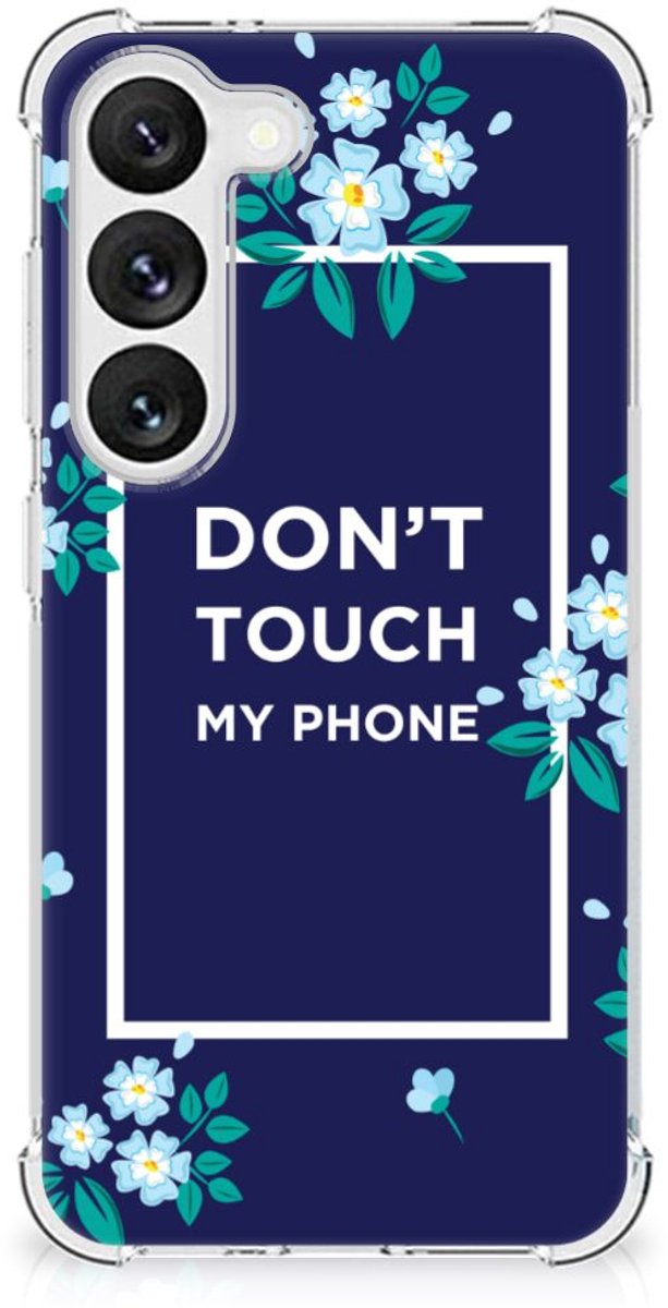 Samsung Galaxy S23 Anti Shock Case Flowers Blue DTMP