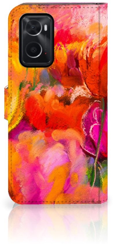 Étui pour téléphone portable OPPO A76 | A96 Couverture avec Texte Tulipes