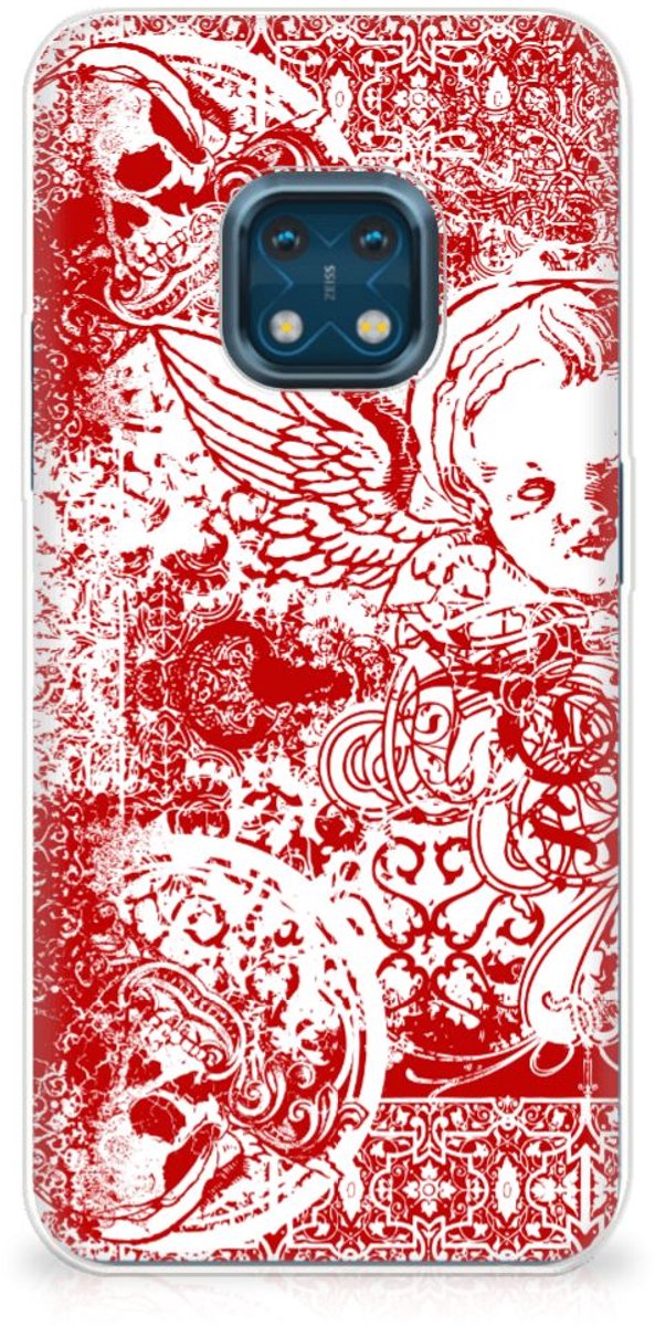 Silicone Back Case Nokia XR20 Angel Skull Rood