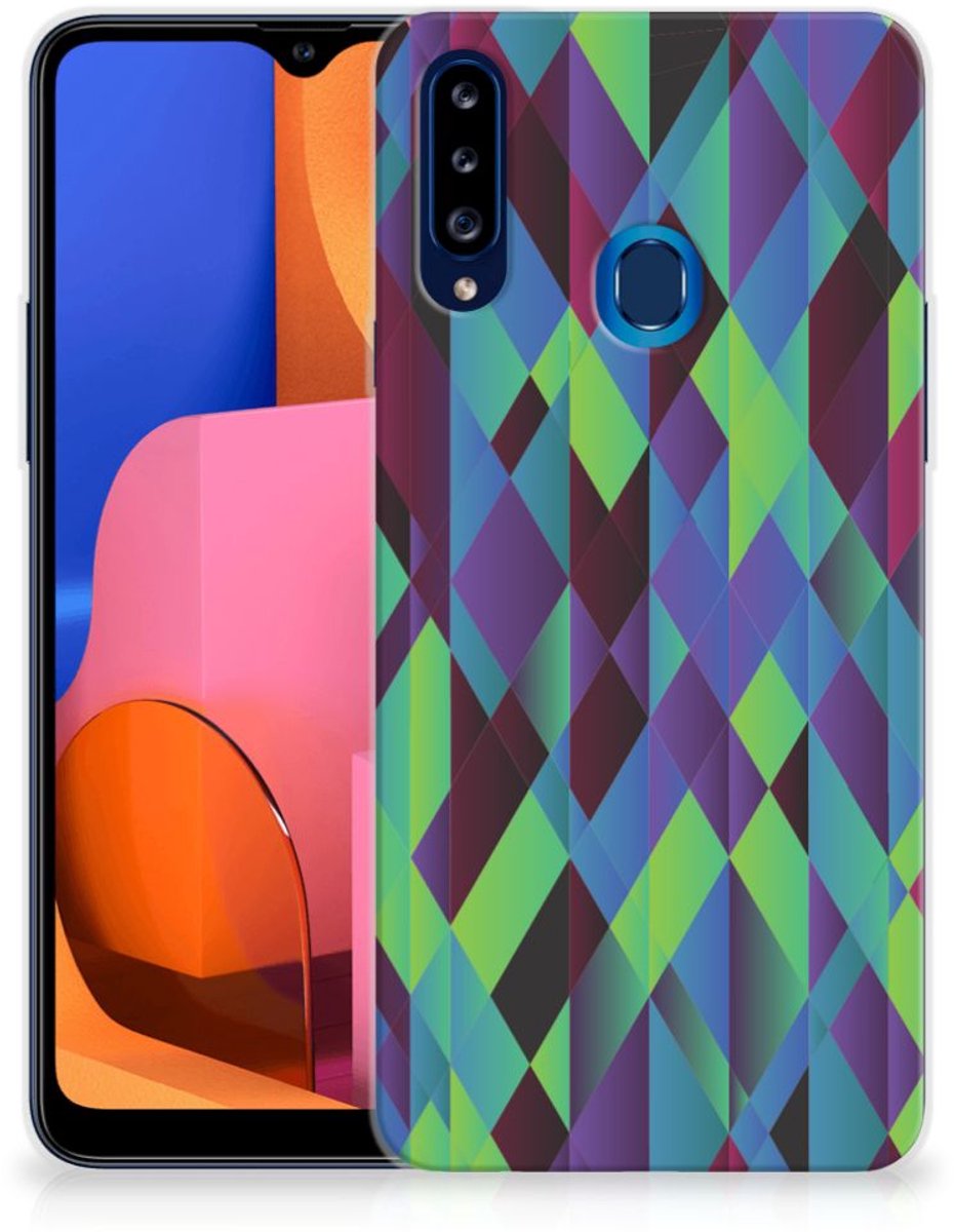 Samsung Galaxy A20s TPU Hoesje Abstract Green Blue