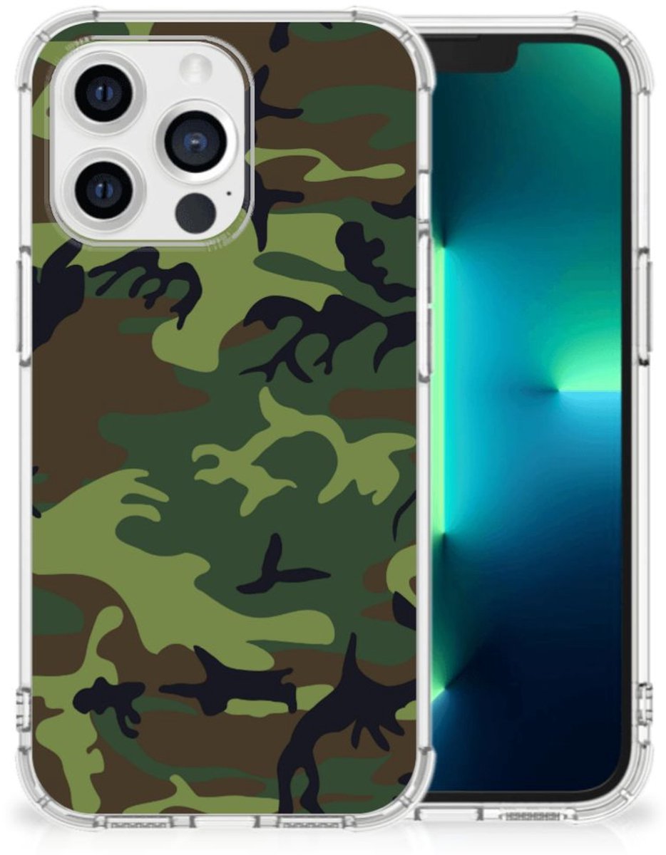 Apple iPhone 13 Pro Doorzichtige Silicone Hoesje Army Dark