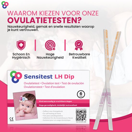 Sensitest Ovulatietest Dipstick – 6 stuks – Gevoelige ovulatietesten – Vind eenvoudig je vruchtbare dagen & vergroot je kans op zwangerschap – Inclusief ovulatiekalender & handleiding