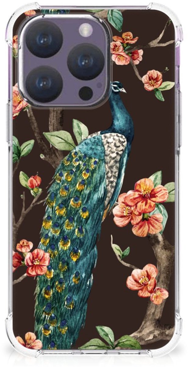 iPhone 15 Pro Case Anti-shock Pauw met Bloemen