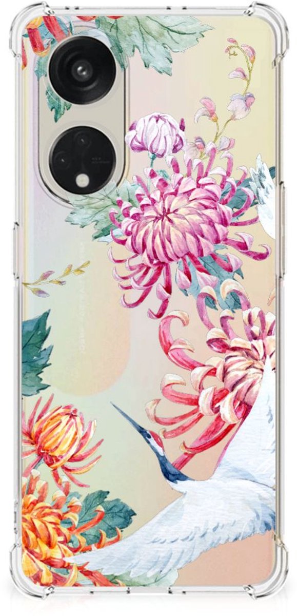 TPU Case Anti-Shock voor OPPO A98 Case Anti-shock Bird Flowers