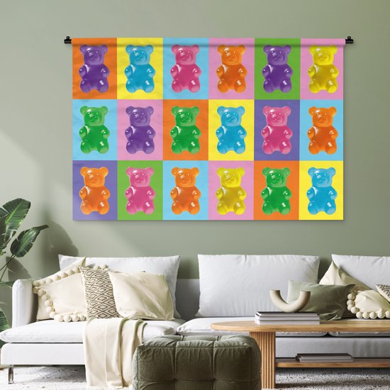 Wandkleed 120x80 cm - Wanddoek Art- Snoep - Kleurrijk - Wandtapijt - Wandkleden
