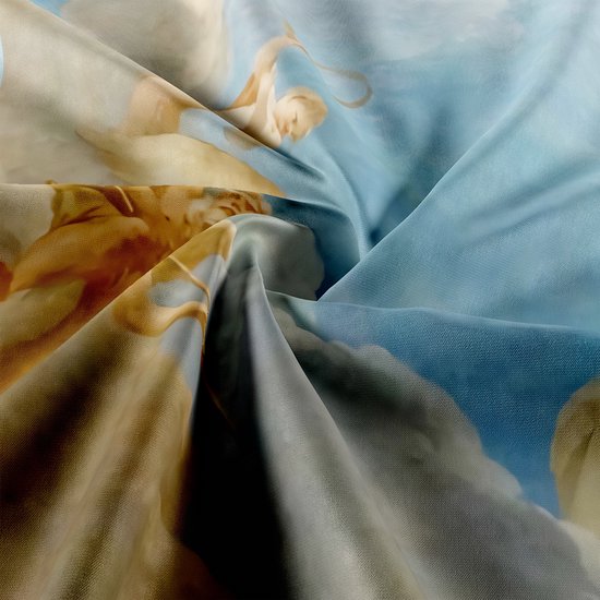 Ulticool - Fresco Historique Painting Canvas Ceiling Walls - Tapisserie - 200x150 cm - Groot Tapisserie - Affiche - Blauw Sépia