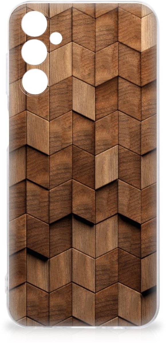 Bumper Hoesje voor Samsung Galaxy M14 Wooden Cubes