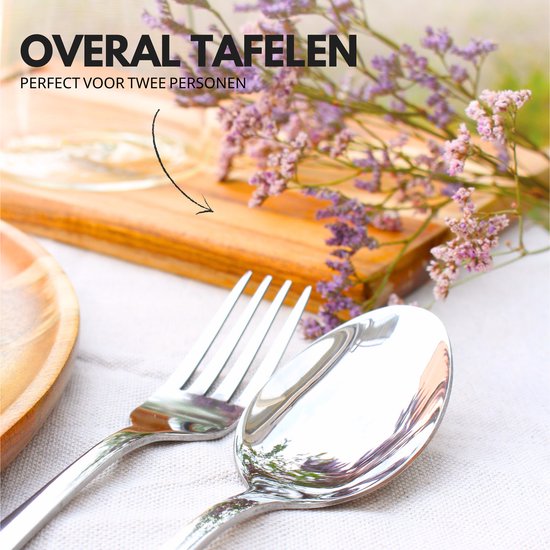 Tamarow Reisbestek - Reis Servies Set - Picnick Set - Lepel - Vaatwasserbestendig - RVS - 11 Delig - Zilver van Tamarow — afbeelding 2