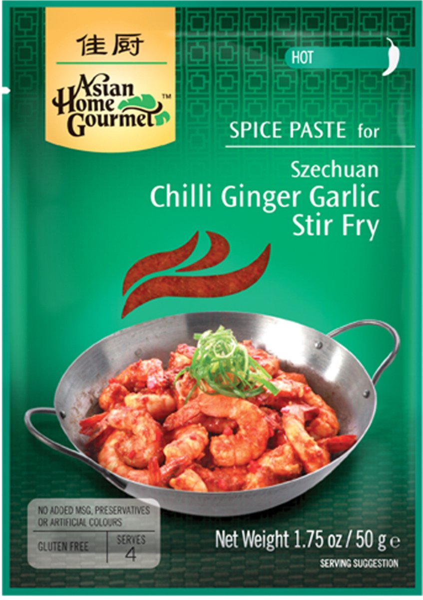 Asian Home Gourmet Szechuan Chili Gember Knoflook Woksaus 12 x 50 g