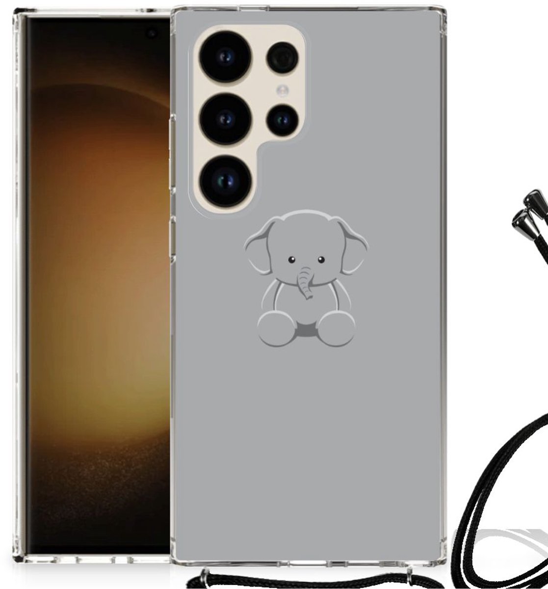Samsung Galaxy S24 Ultra Stevig Bumper Hoesje Grijs Baby Olifant