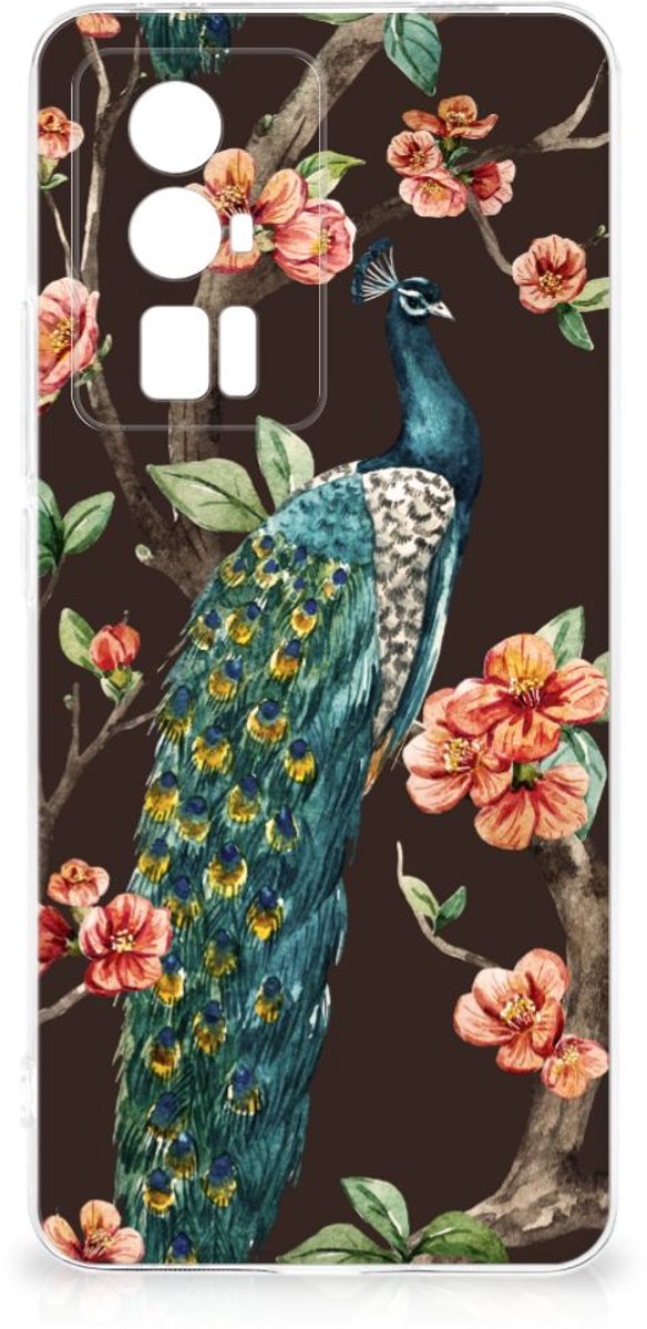 Xiaomi Poco F5 Pro TPU Hoesje Pauw met Bloemen