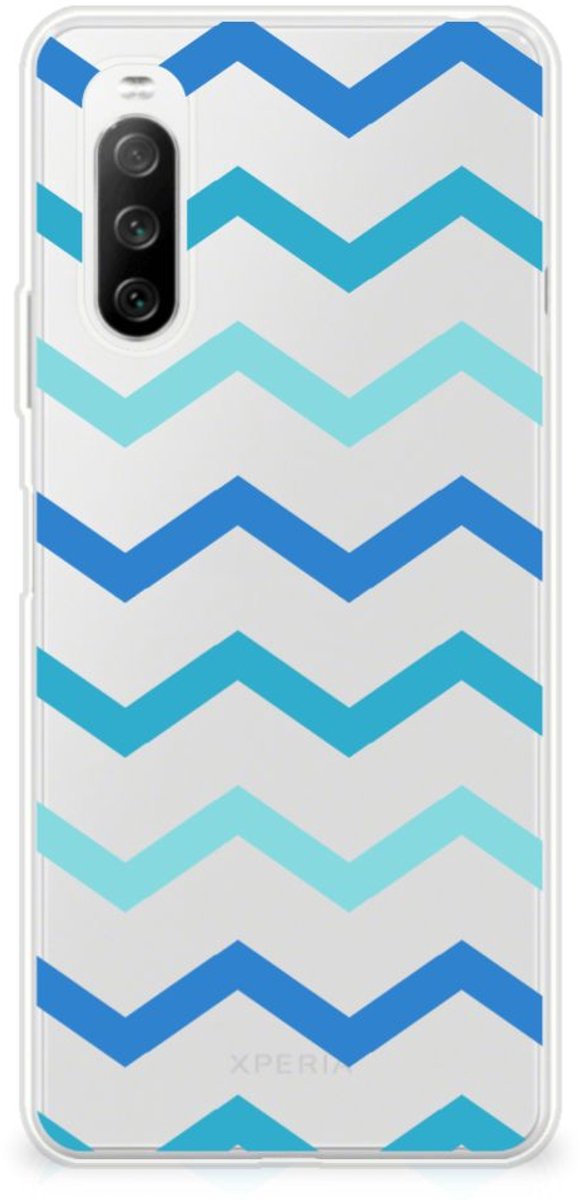 Sony Xperia 10 III TPU bumper Zigzag Blauw
