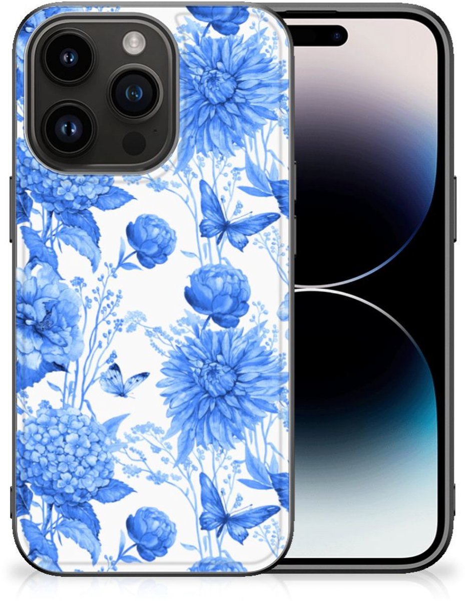 Bloemen Hoesje voor iPhone 15 Pro Flowers Blue