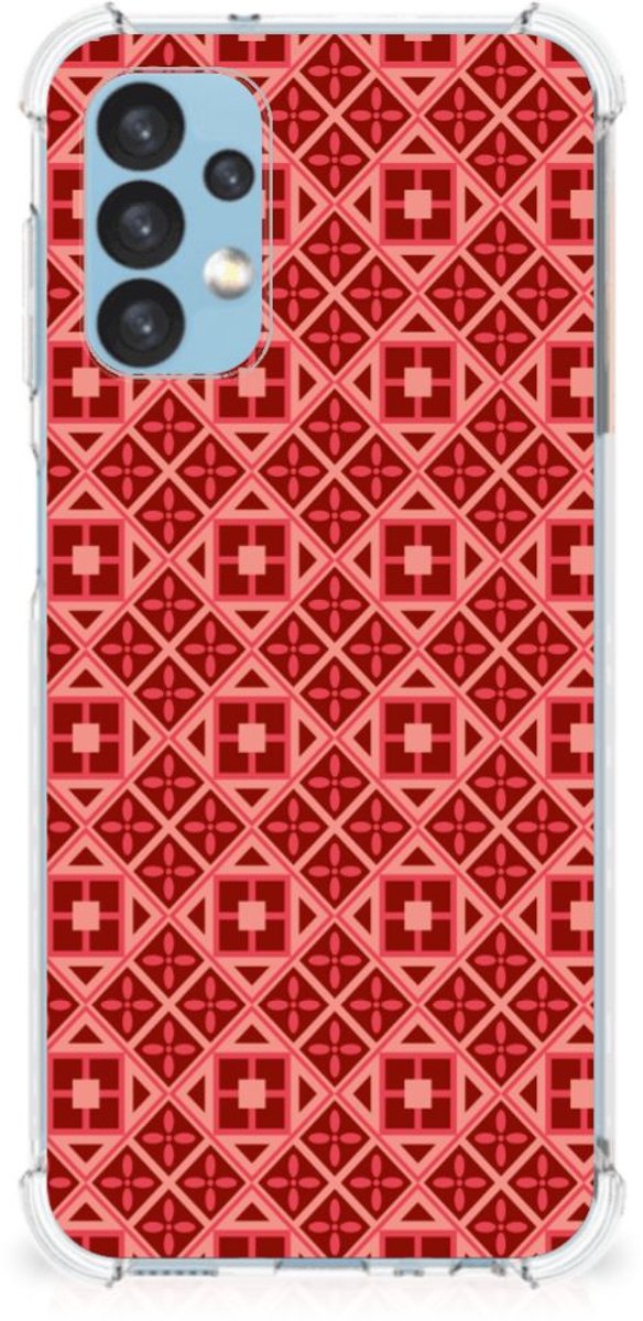 Samsung Galaxy A13 (4G) Doorzichtige Silicone Hoesje Batik Rood