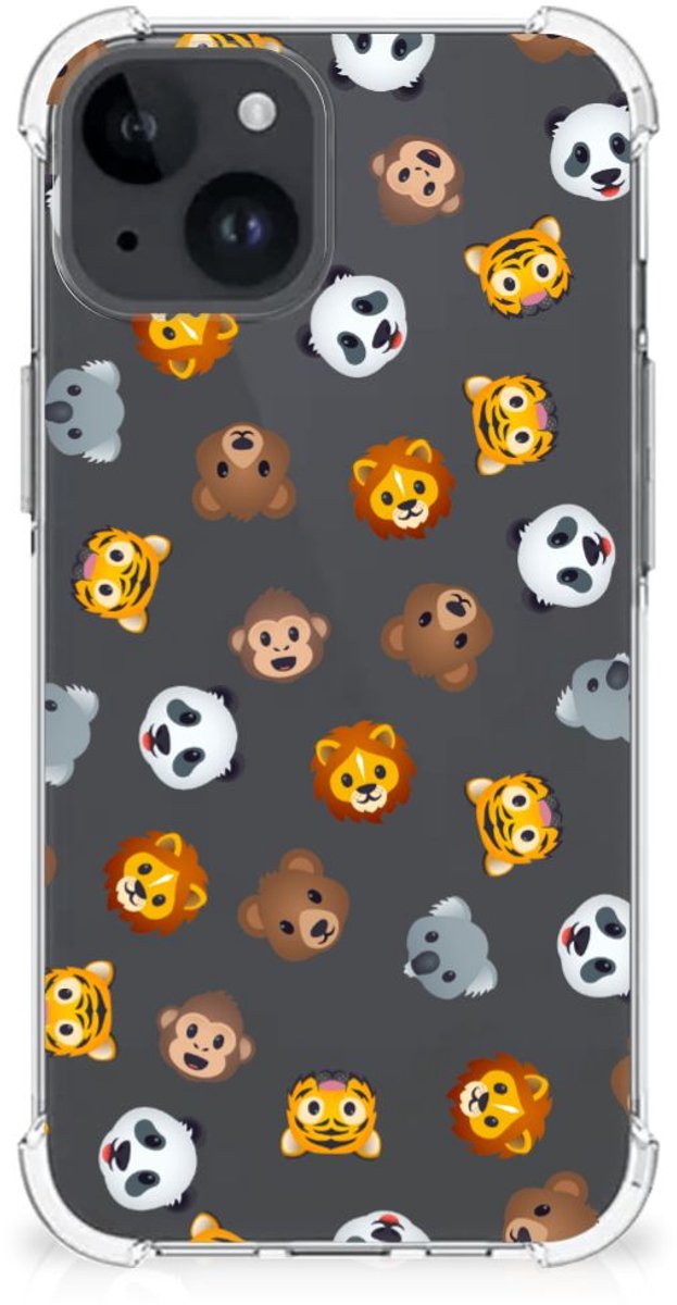 Doorzichtige Silicone Hoesje voor iPhone 15 Dieren Emojis