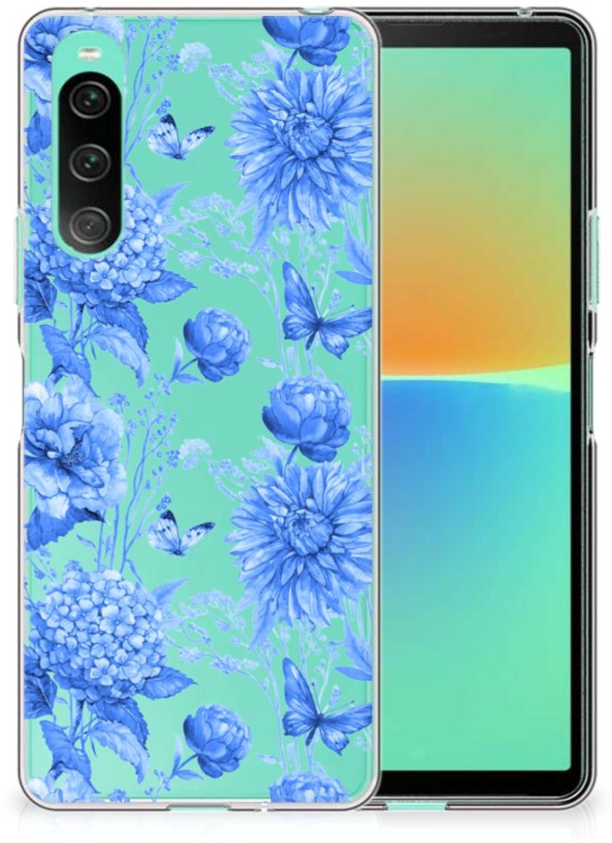 TPU Case voor Sony Xperia 10 V Flowers Blue
