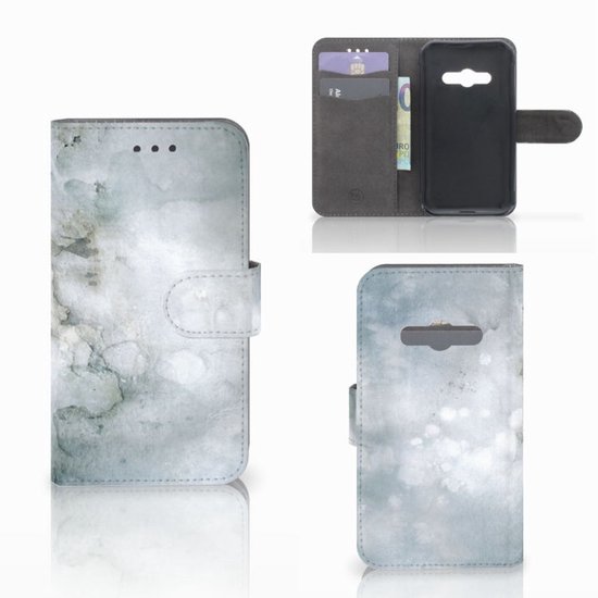 Housse en Cuir Etui de Protection pour Samsung Galaxy Xcover 3 | Xcover 3 VE Portefeuille Peinture Gris