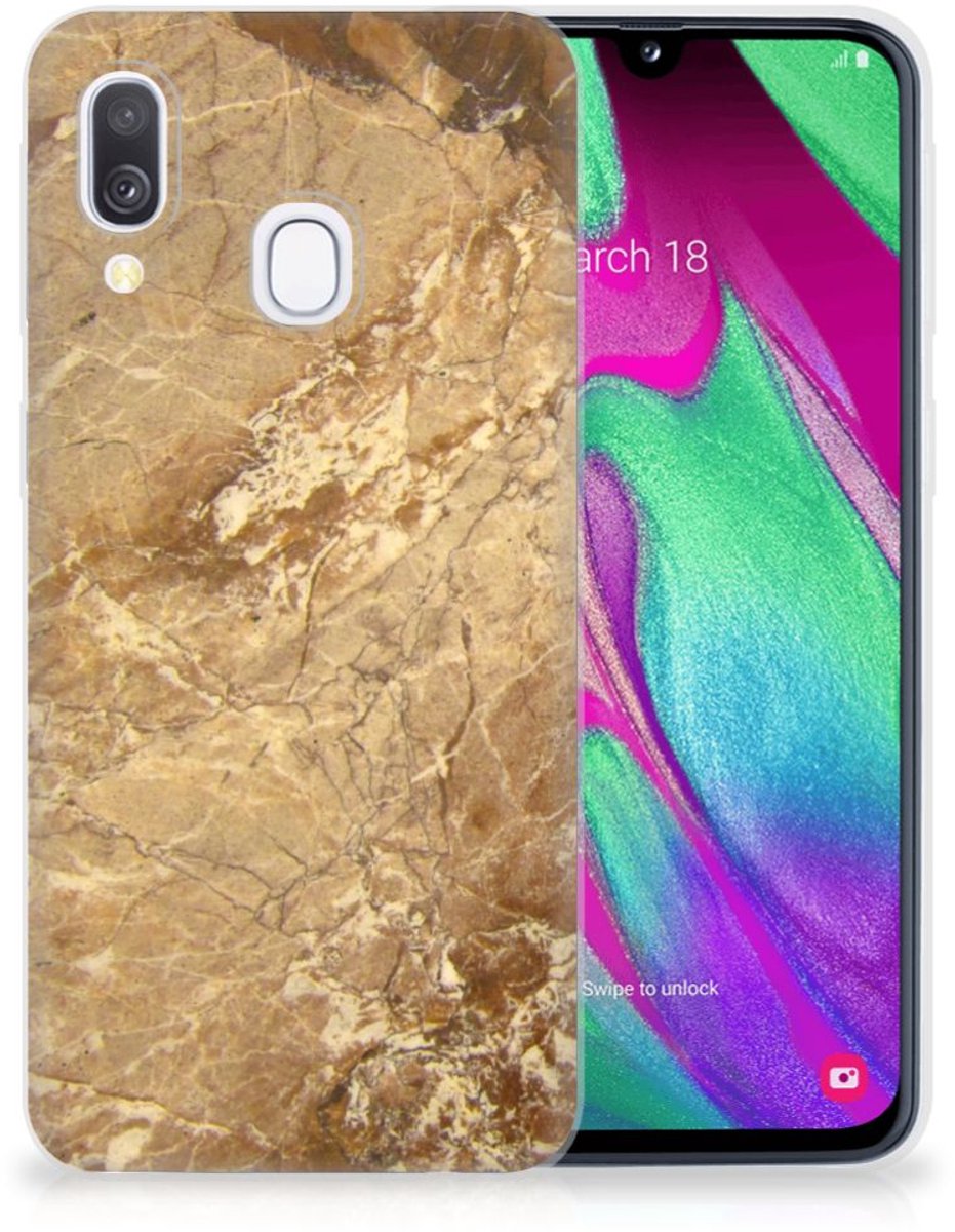 TPU Hoesje voor Samsung Galaxy A40 TPU Siliconen Hoesje Marmer Creme