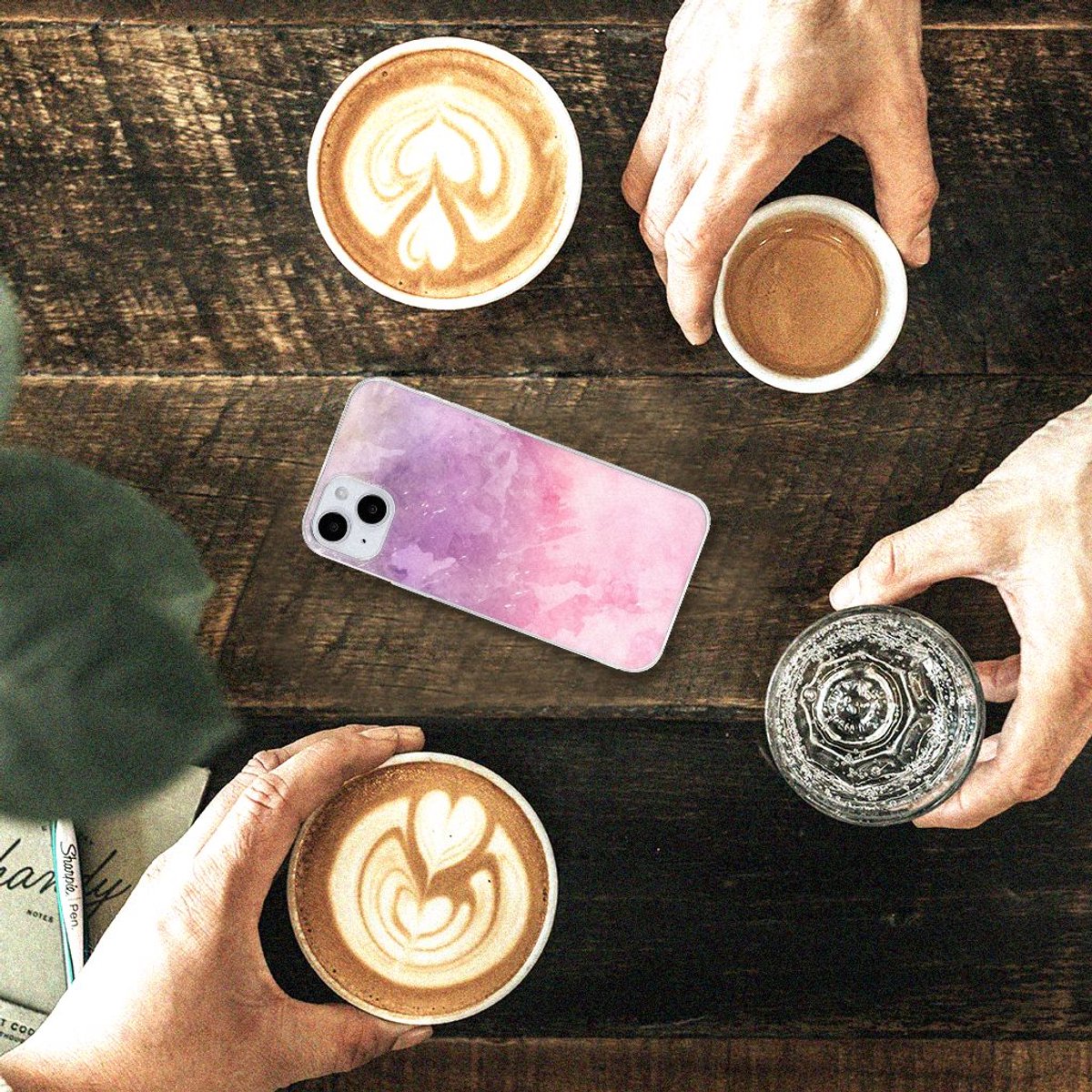 Hoesje maken iPhone 15 Pink Purple Paint