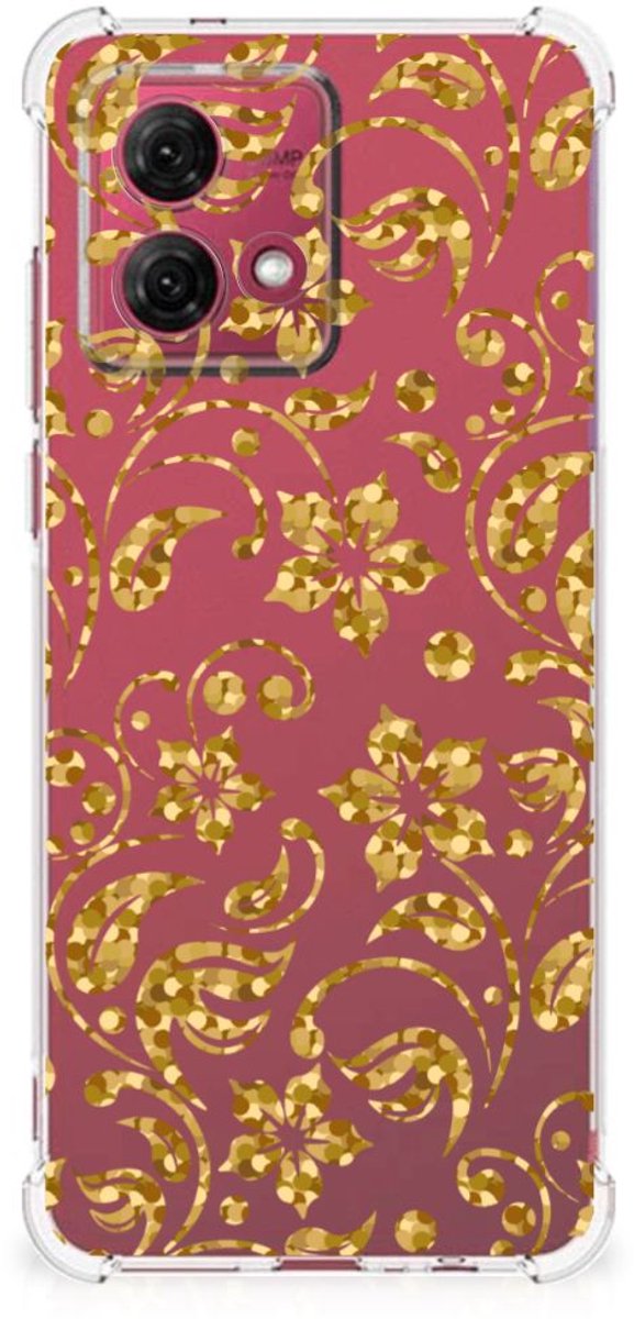 Back Cover voor Motorola Moto G84 Case Gouden Bloemen