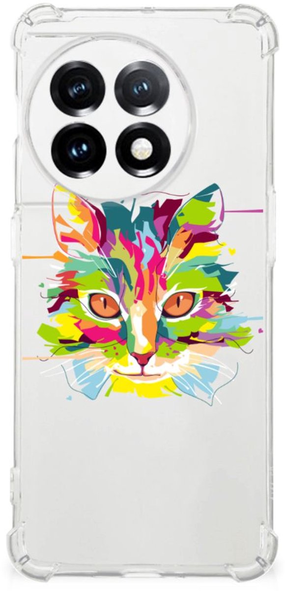 OnePlus 11 Stevig Bumper Hoesje Cat Color