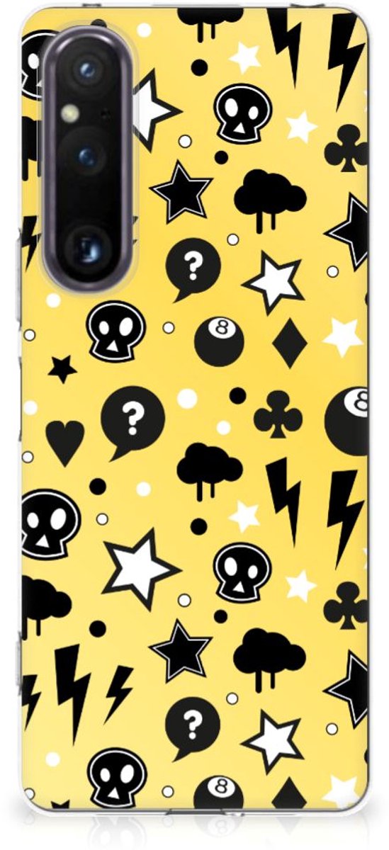 Back Cover voor Silicone Back Case Sony Xperia 1 V Punk Geel