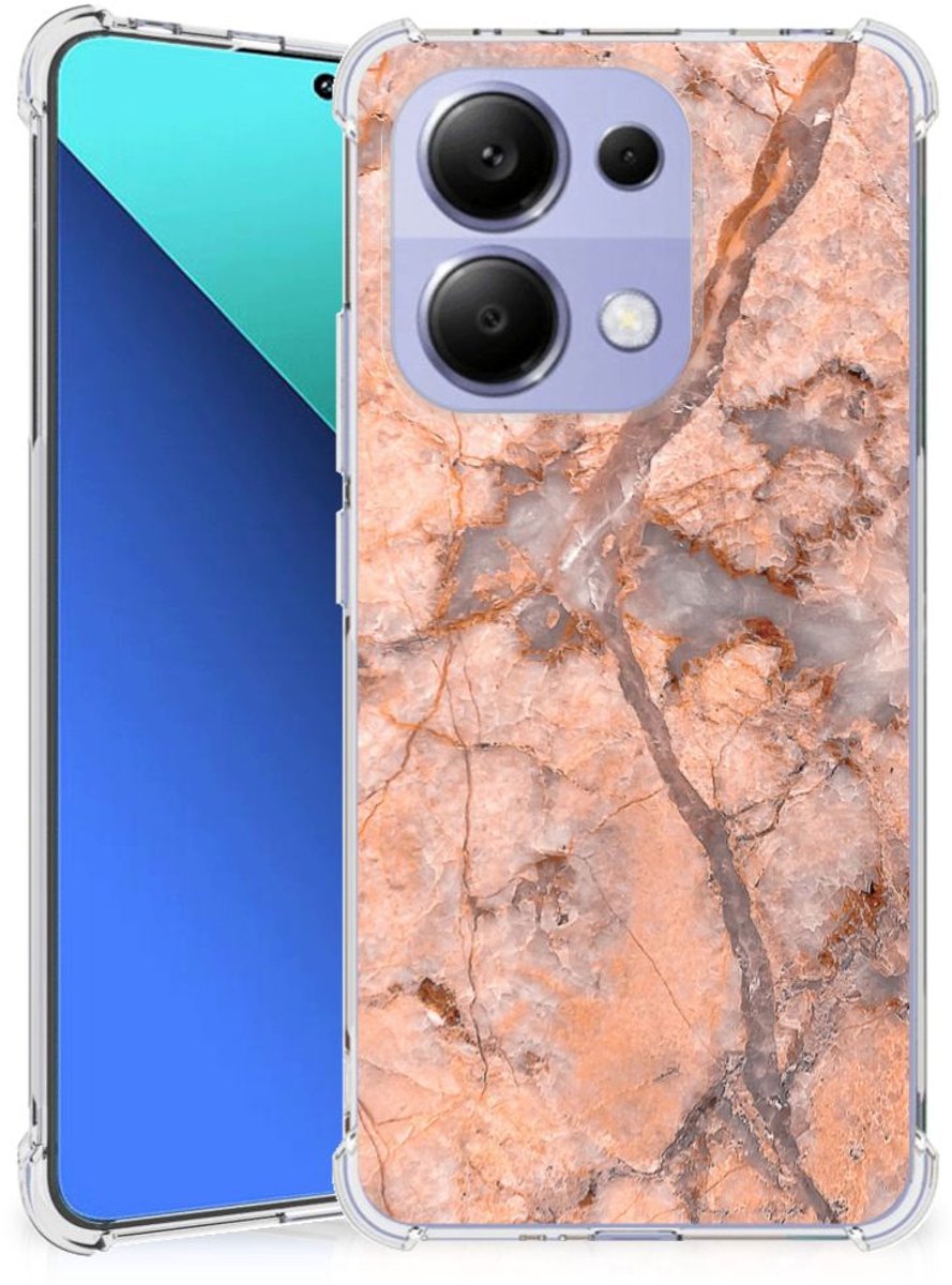 Xiaomi Redmi Note 13 4G Anti-Shock Hoesje Marmer Oranje