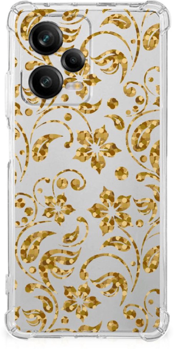Xiaomi Redmi Note 12 Pro Plus Case Gouden Bloemen