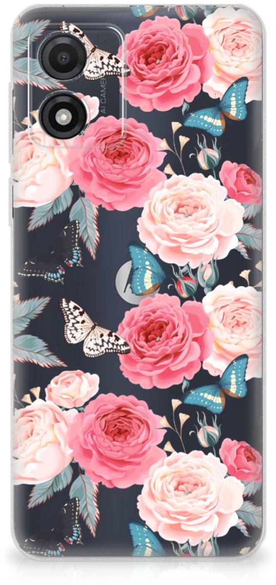 Motorola Moto E13 TPU Case Butterfly Roses