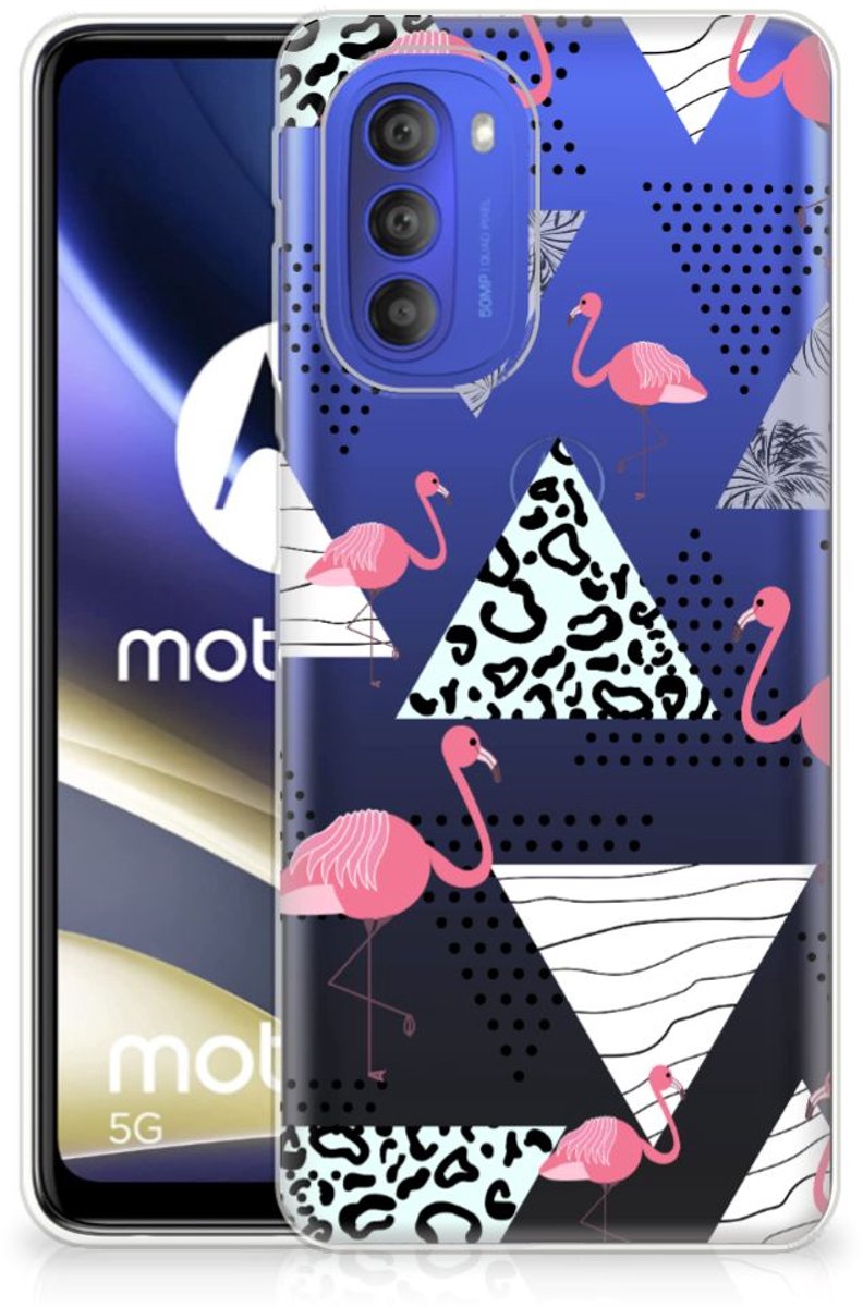Motorola Moto G51 5G TPU Hoesje Flamingo Triangle