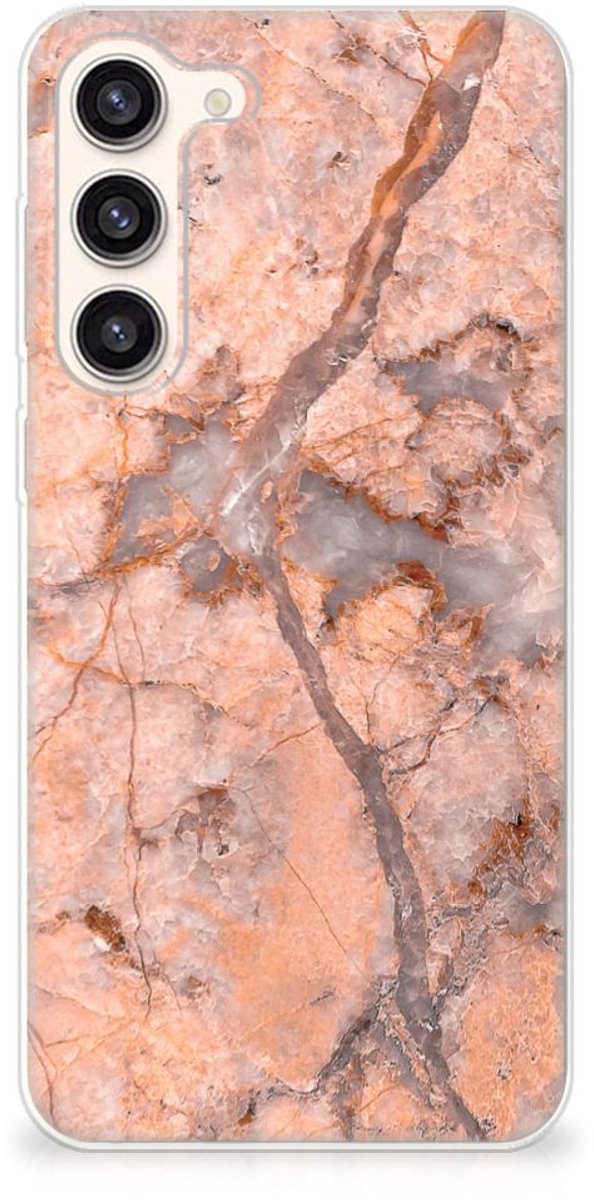 Samsung Galaxy S23 Plus TPU Siliconen Hoesje Marmer Oranje