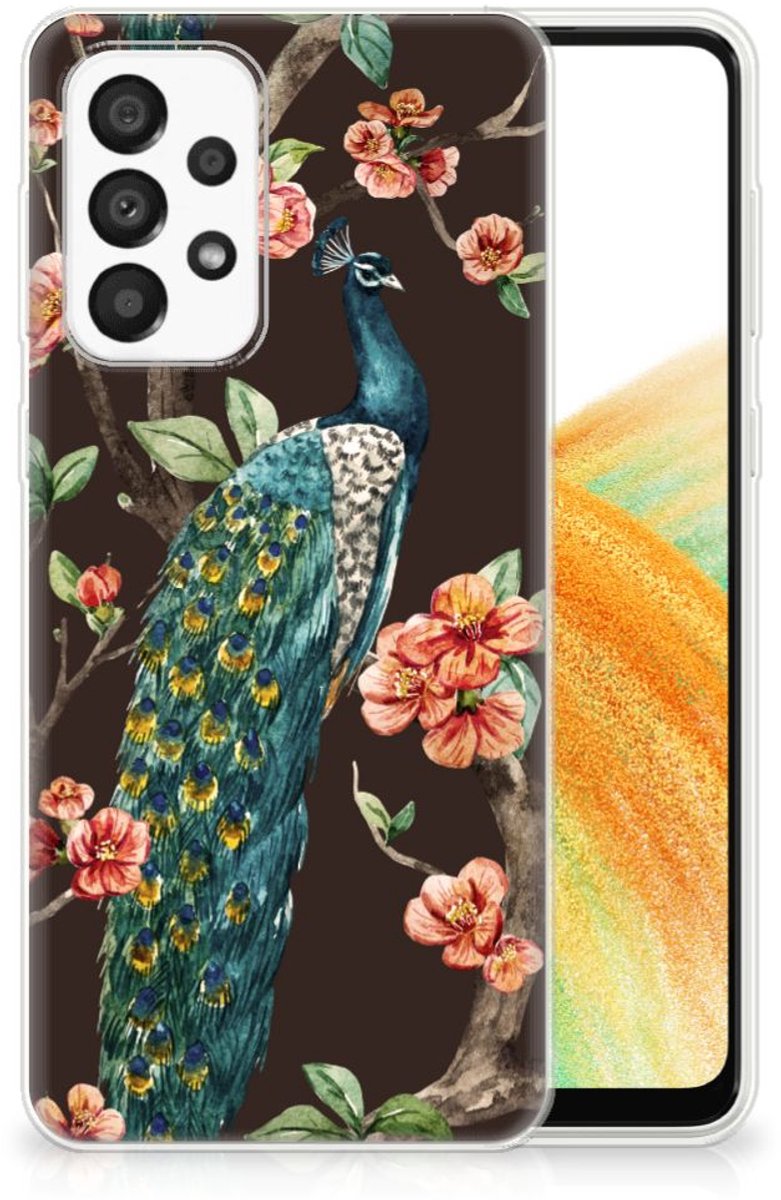 Samsung Galaxy A33 5G TPU Hoesje Pauw met Bloemen