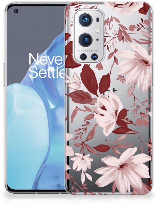 Coque Téléphone pour OnePlus 9 Pro Housse TPU Silicone Etui Fleurs Aquarelle