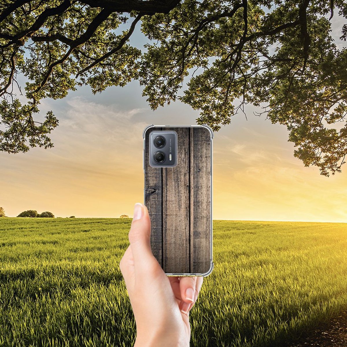 Motorola Moto G53 Stevig Telefoonhoesje Steigerhout