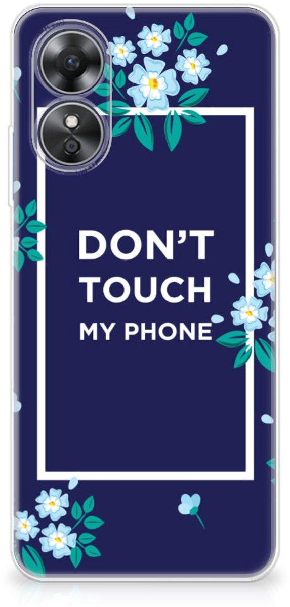 OPPO A17 Silicone-hoesje Flowers Blue DTMP