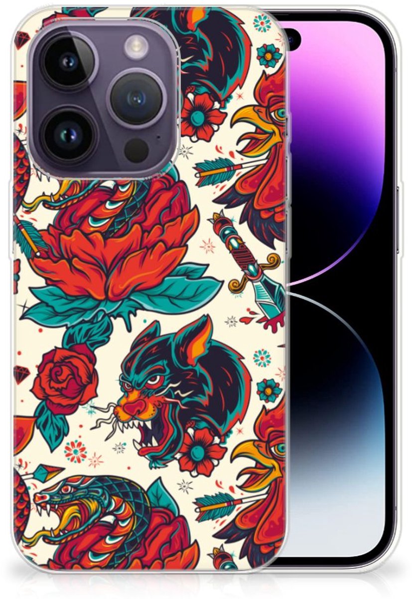 Siliconen Hoesje met foto voor Apple iPhone 14 Pro Old Skool