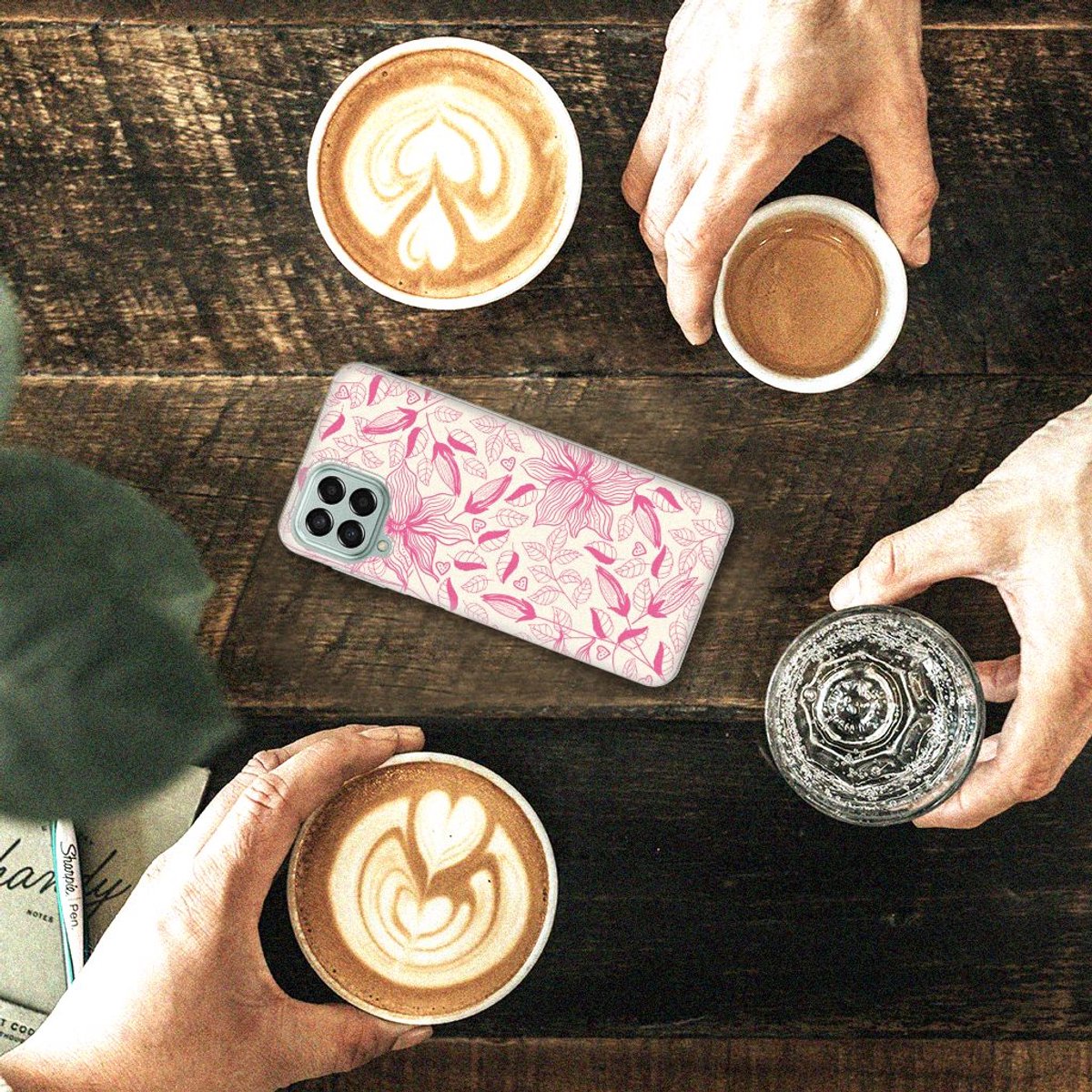 Samsung Galaxy M33 TPU Case Pink Flowers
