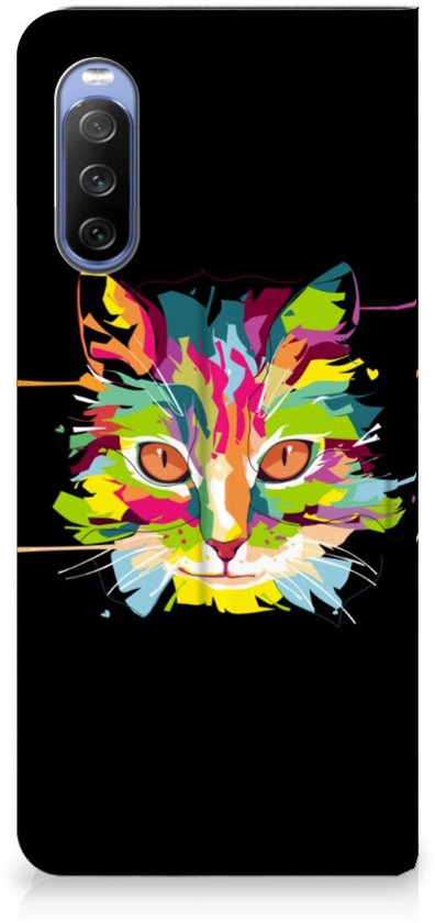 Etui pour smartphone Sony Xperia 10 III Etui portefeuille Cat' anniversaire mignons Couleur de chat