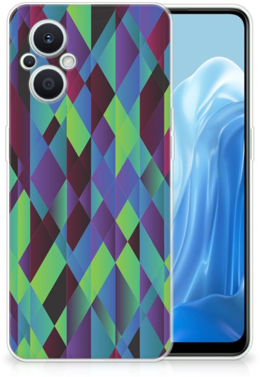 OPPO Reno8 Lite TPU Hoesje Abstract Green Blue
